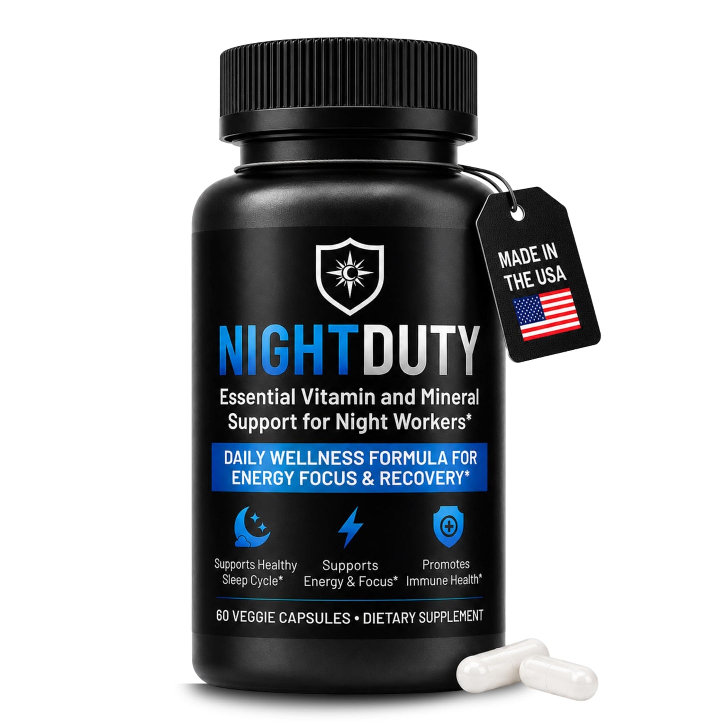 NIGHTDUTY Night Shift Essentials Multivitamin Capsule, 60 Count
