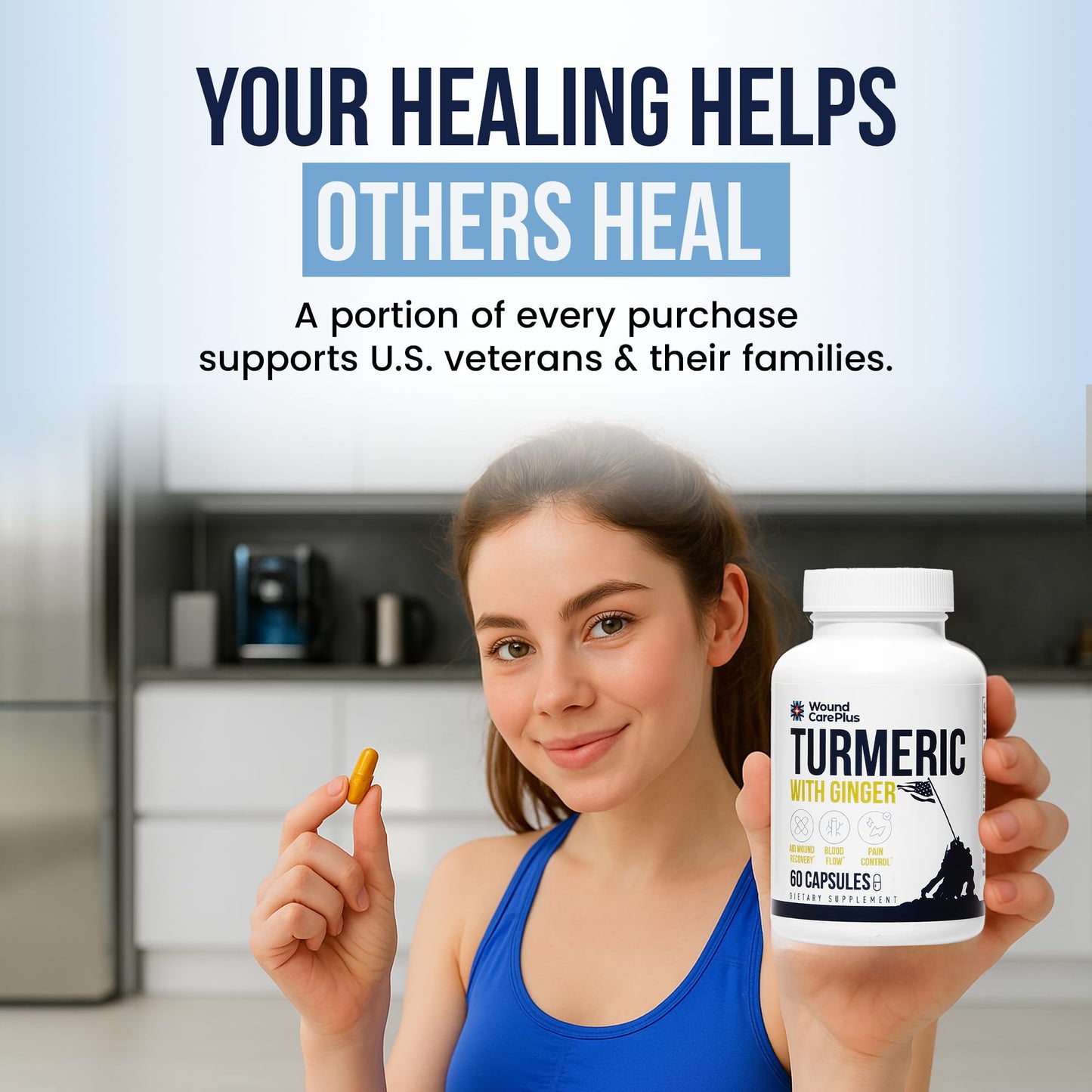 WOUND CAREPLUS Turmeric & Ginger Supplement with Curcumin & Gingerol, 60 Capsules