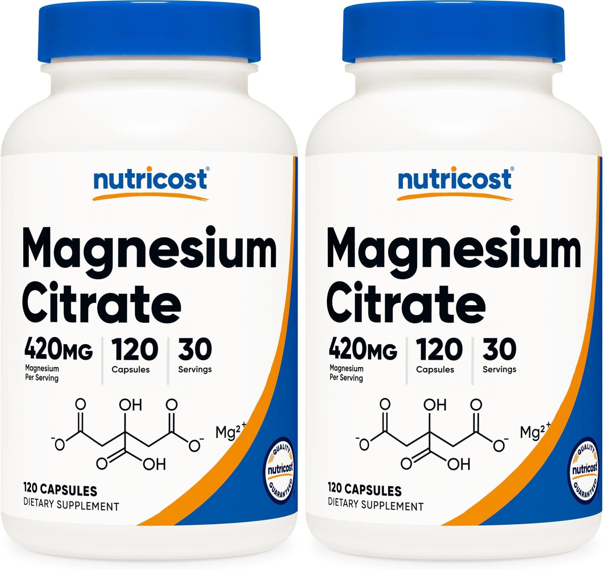 Nutricost Magnesium Citrate 420mg Veggie Capsules, 240 Capsules