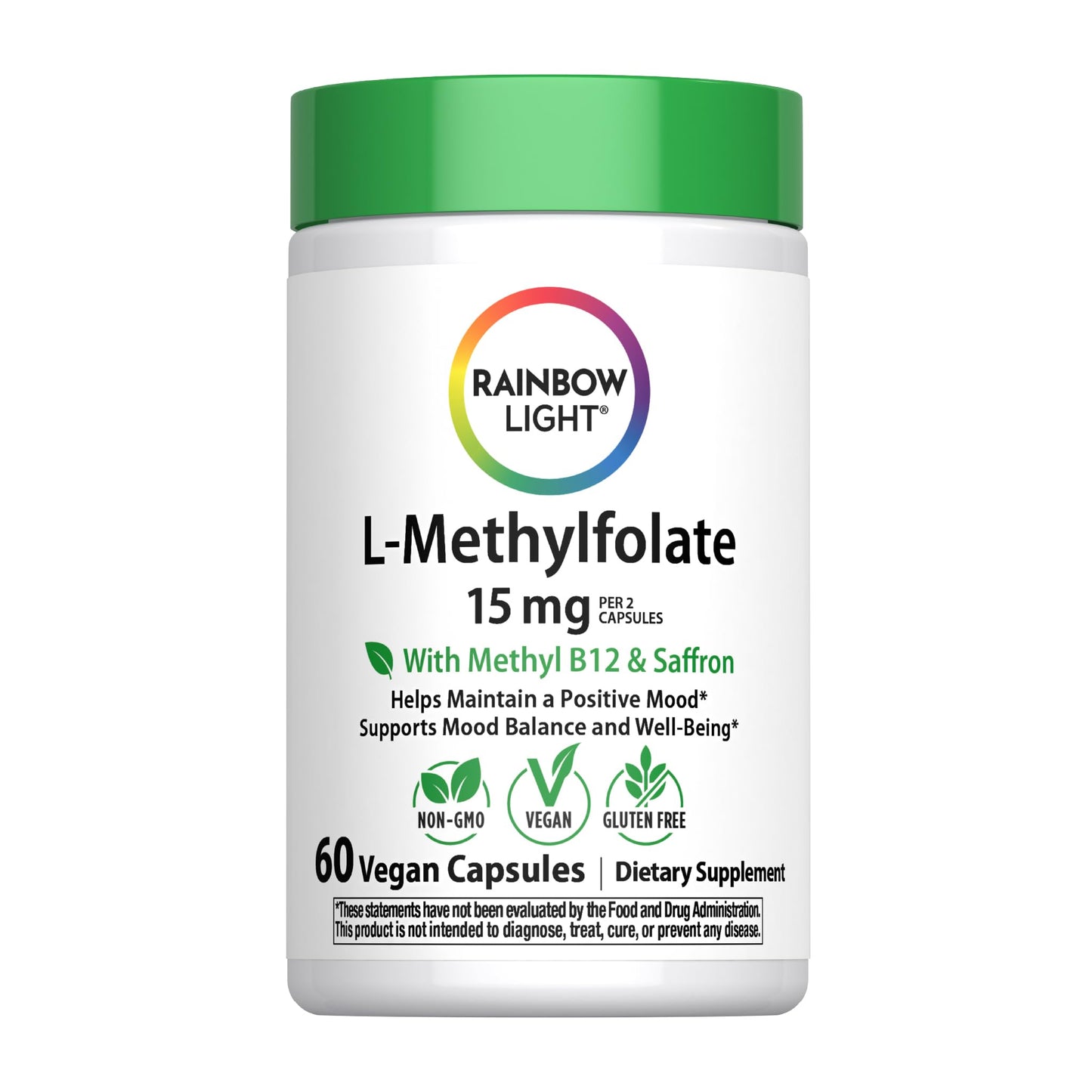 Rainbow Light L-Methylfolate 15 mg with Methyl B12, 60 Capsules