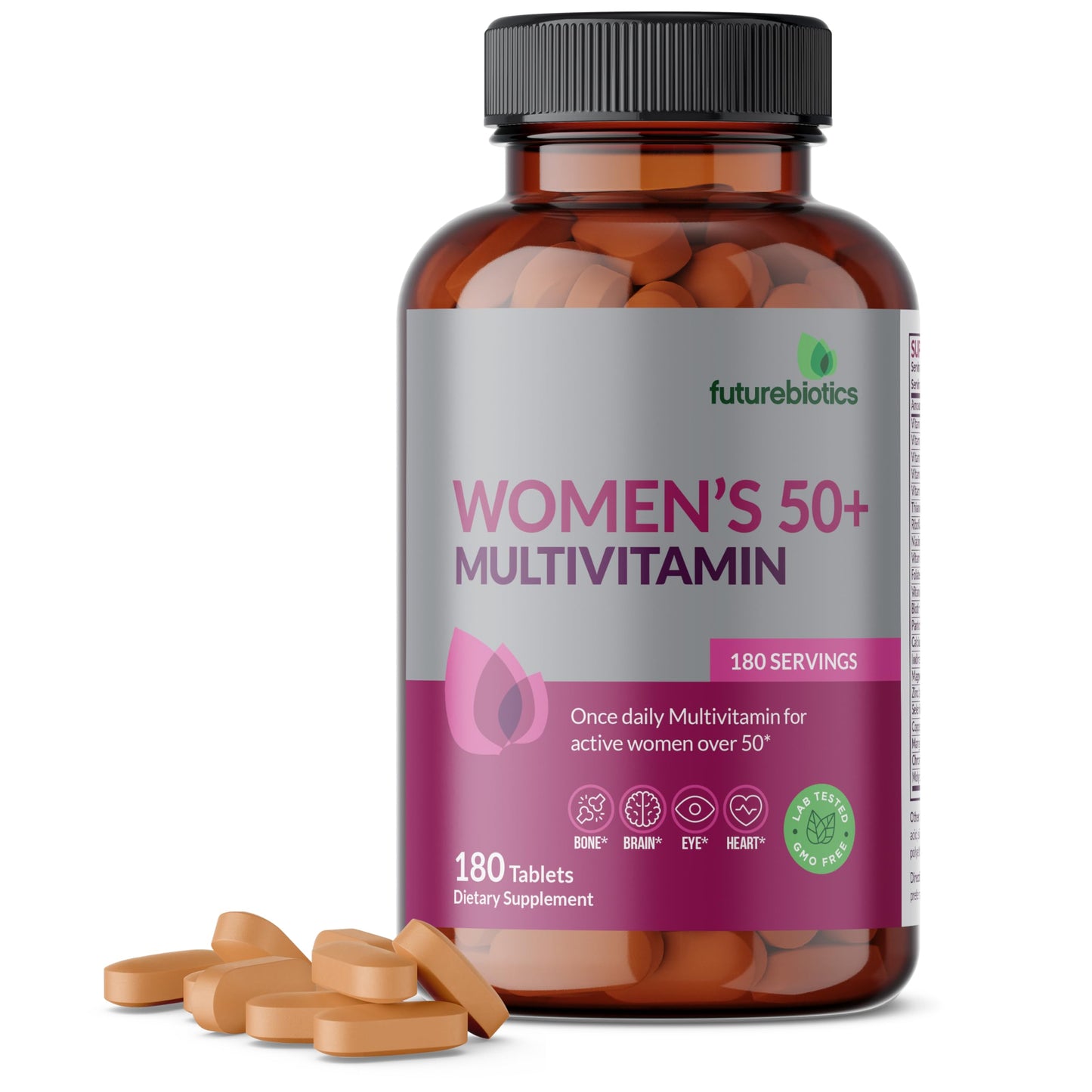 Futurebiotics Women's 50+ Multivitamin Once Daily Multivitamin for Active Women Over 50 Tablets, 180 Count