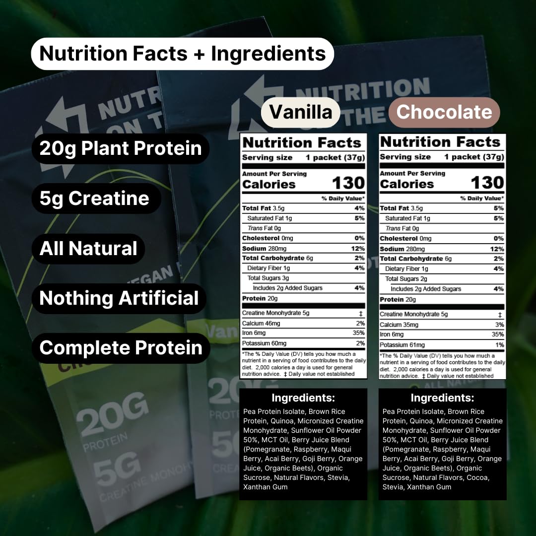 Nutrition On The Go 2-in-1 Vegan Protein + Creatine Travel Packets, 30 Count