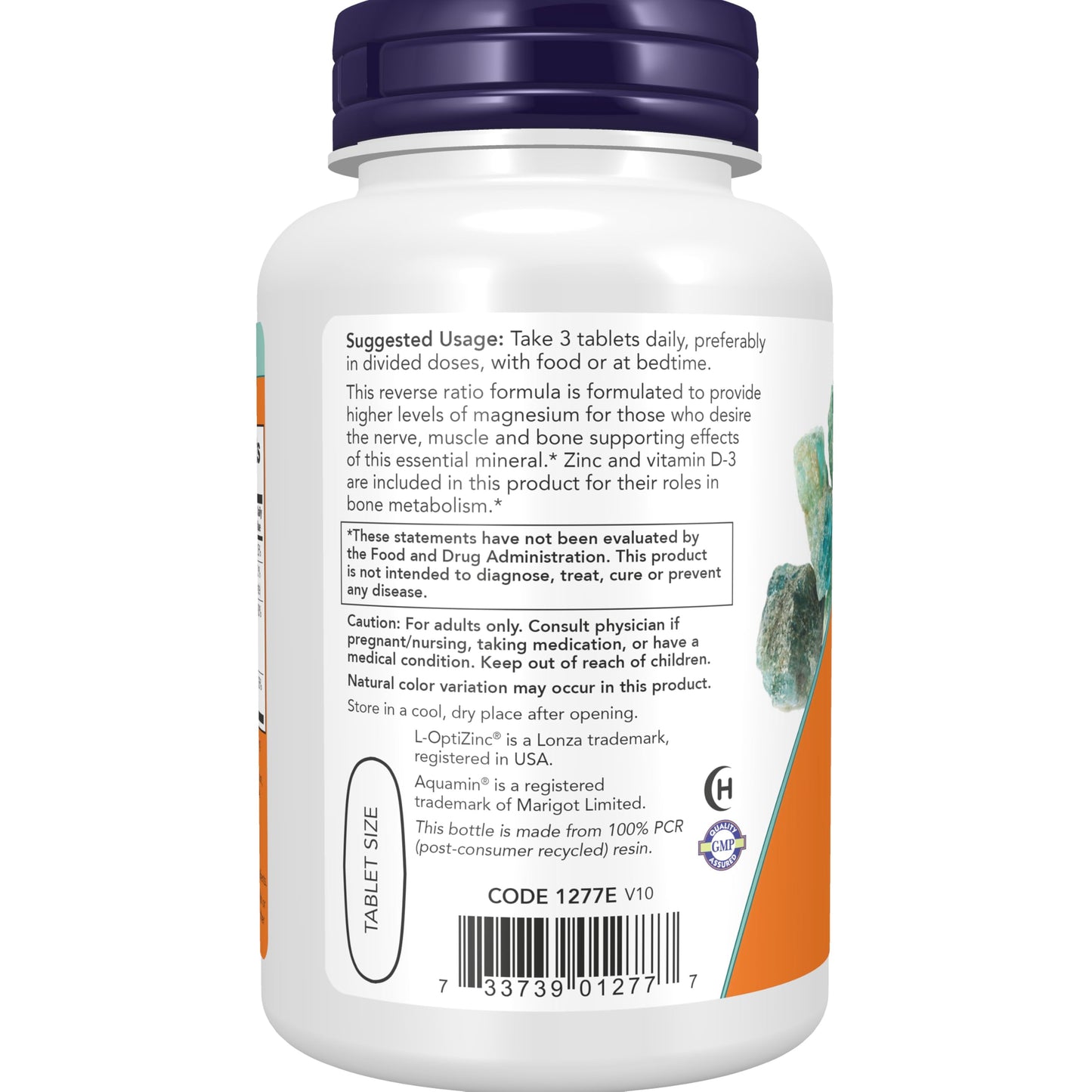 NOW Foods Magnesium & Calcium with Zinc and Vitamin D-3, Nerve and Bone Support Tablets, 100 Count