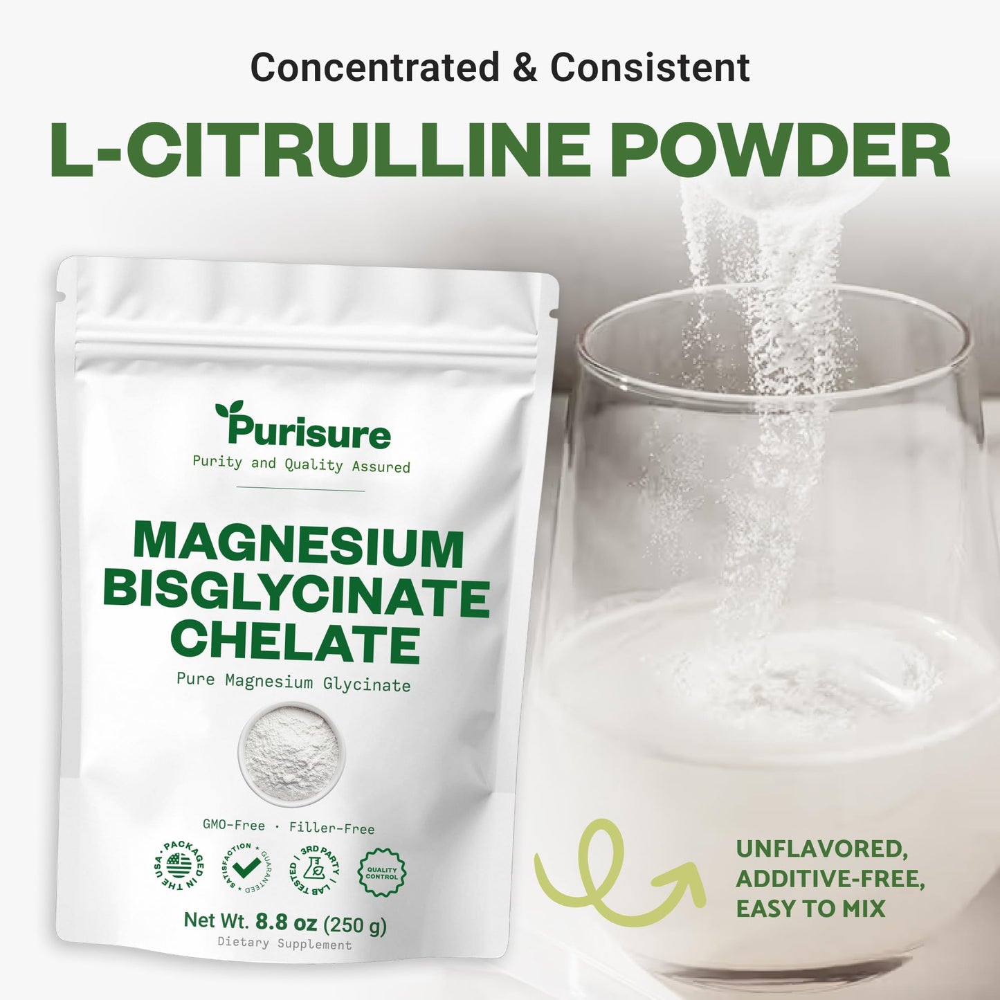 Purusure Magnesium Bisglycinate Chelate Powder, 8.82 Ounce (Pack of 1)