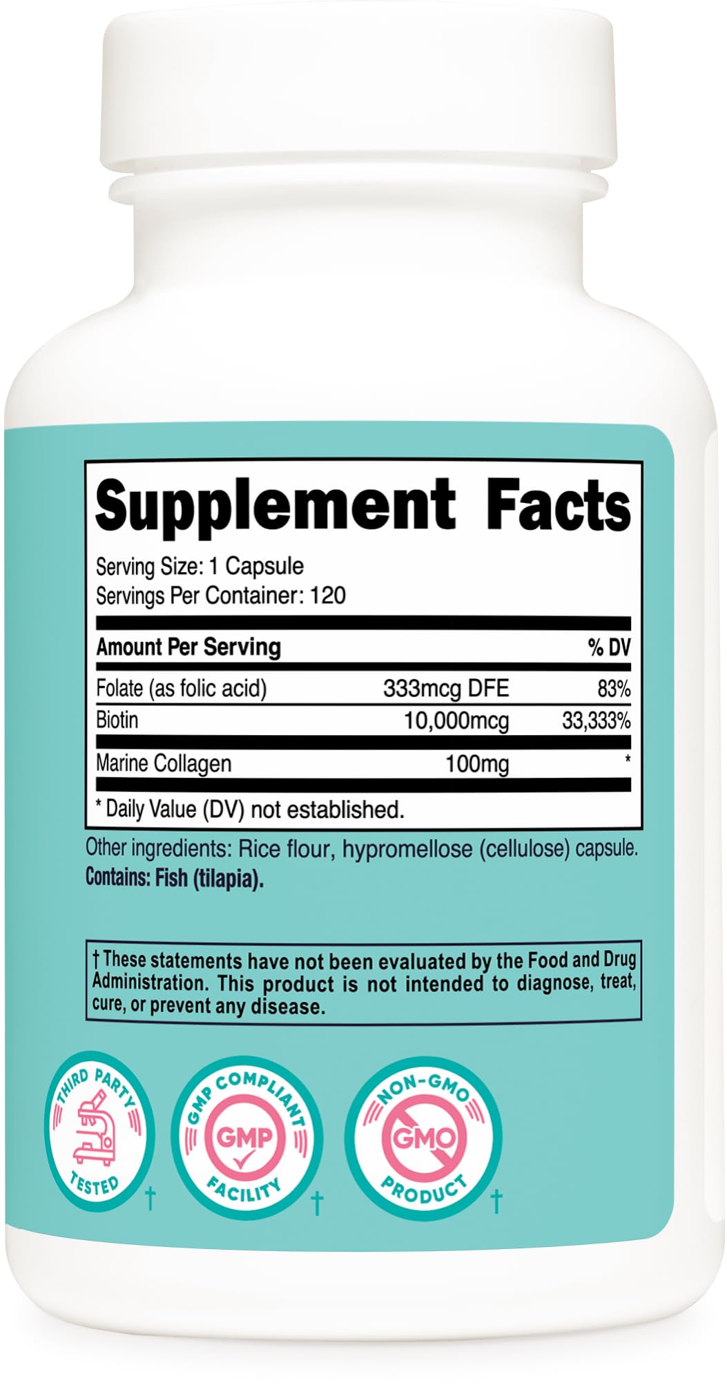 Nutricost Biotin for Women 10,000mcg with Folate & Collagen, Gluten Free & Non-GMO Capsule, 120 Count