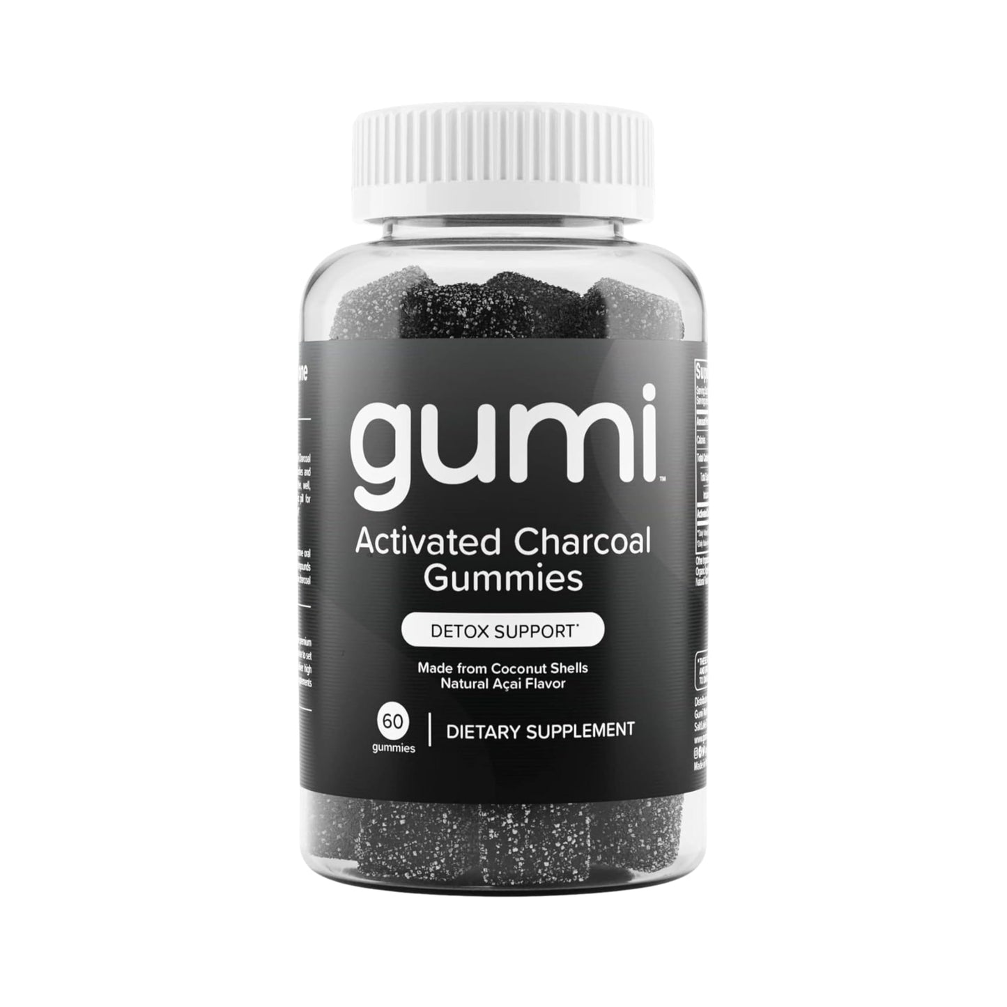 Gumi Coconut Activated Charcoal Gummies - 200mg per Gummy, 60 Count