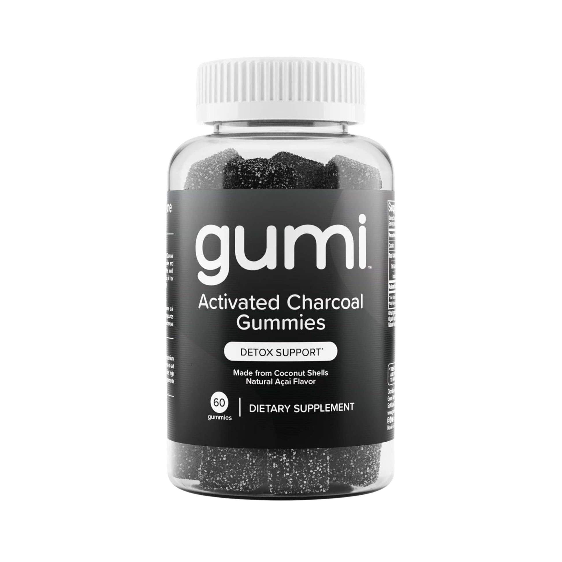 Gumi Coconut Activated Charcoal Gummies - 200mg per Gummy, 60 Count
