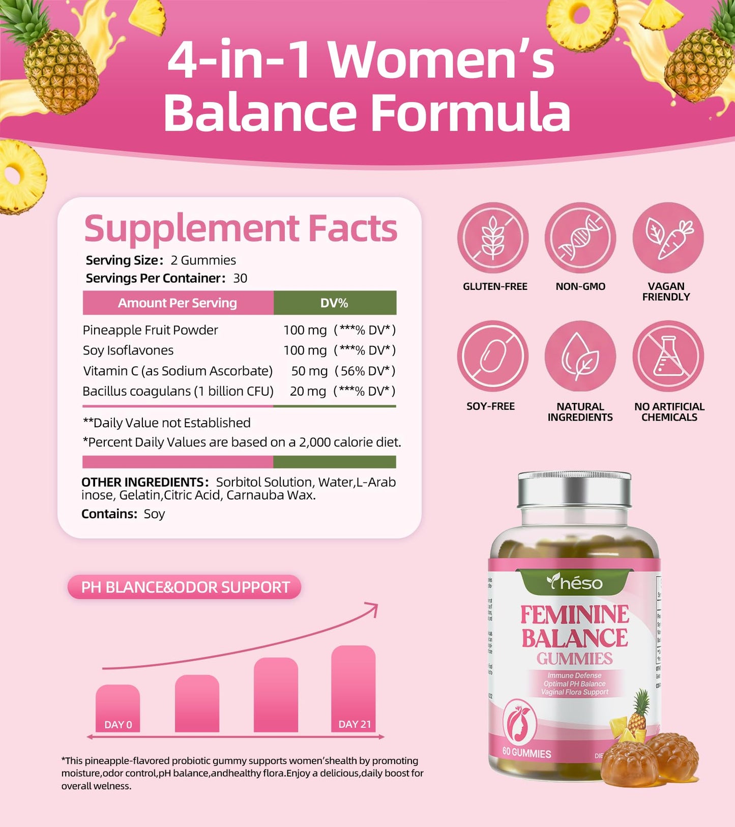 Yheso Feminine Balance Gummies 60 Count