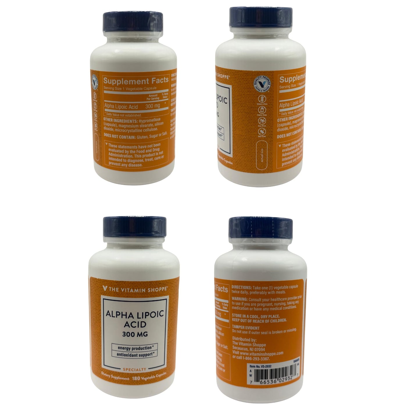 The Vitamin Shoppe Alpha Lipoic Acid 300mg Natural Antioxidant Formula to Support Glucose Metabolism & Promotes Healthy Blood Sugar, 180 Capsules