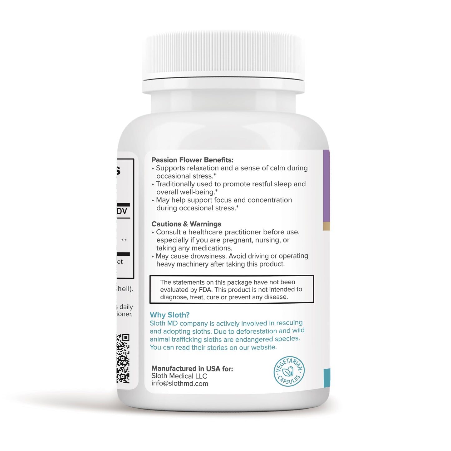 SLOTH MD Passion Flower Supplement 500mg Concentrate (10:1 Extract) Capsule 60 Count