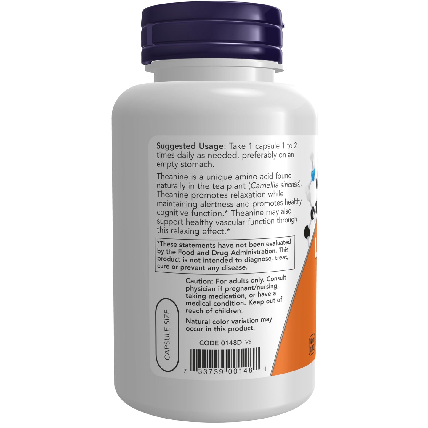 NOW Foods L-Theanine 200 mg with Inositol Stress Management*, 120 Veg Capsules