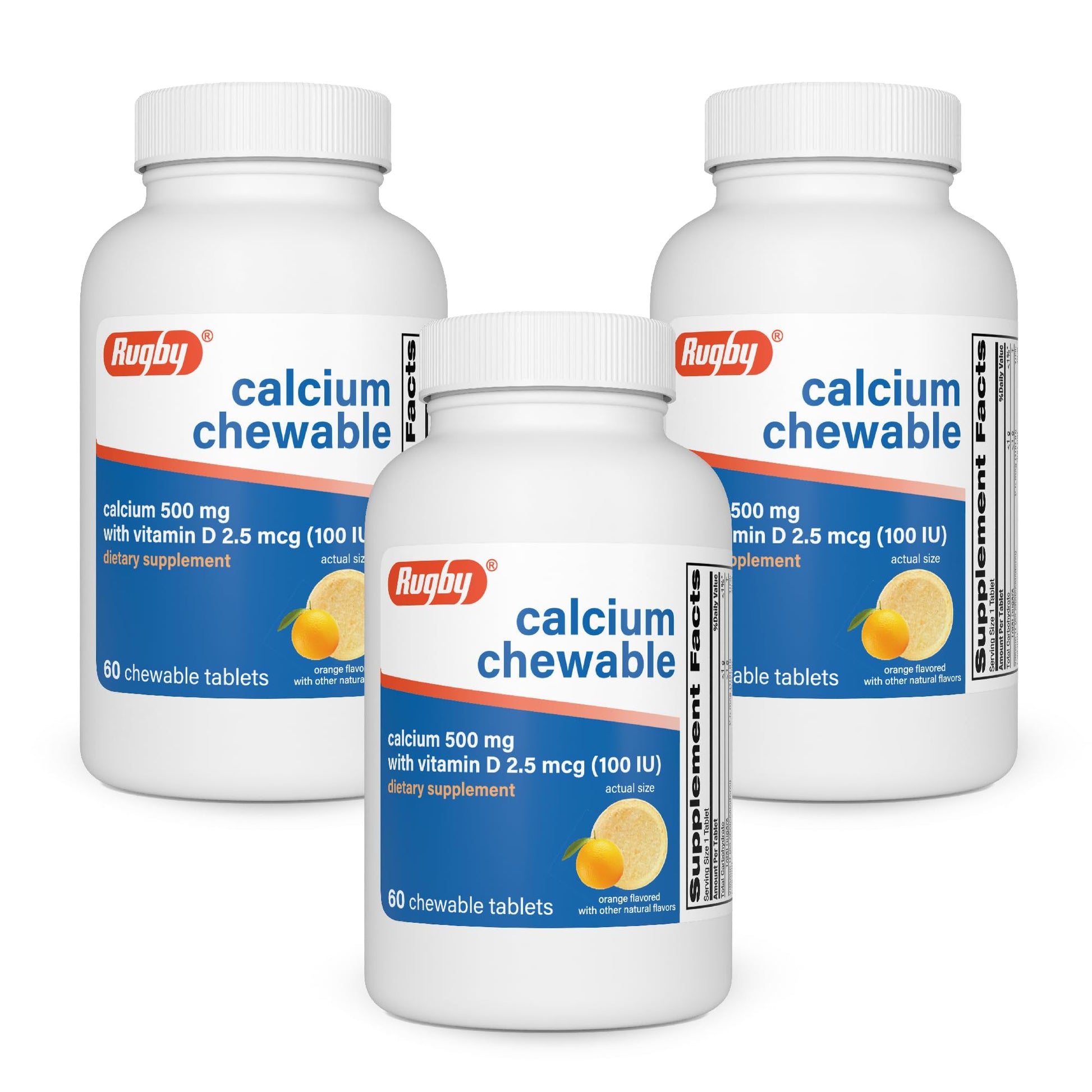 Rugby Laboratories 500mg Calcium Chewable Tablets 180 Count