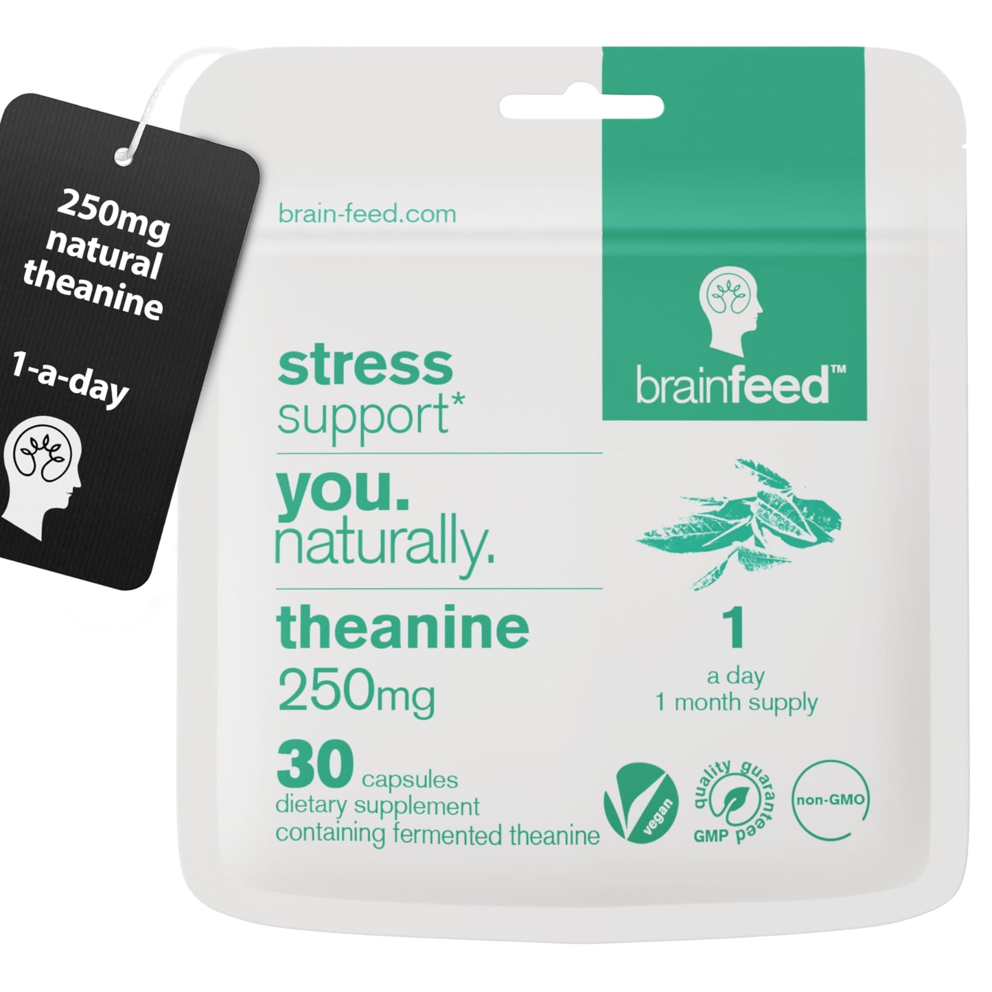 Brain Feed Natural L-Theanine Capsules 250mg, 30 Capsules