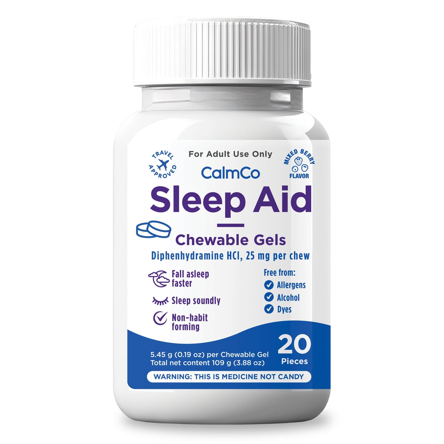 CalmCo Adult Sleep Aid Chewable Gels 20 Count