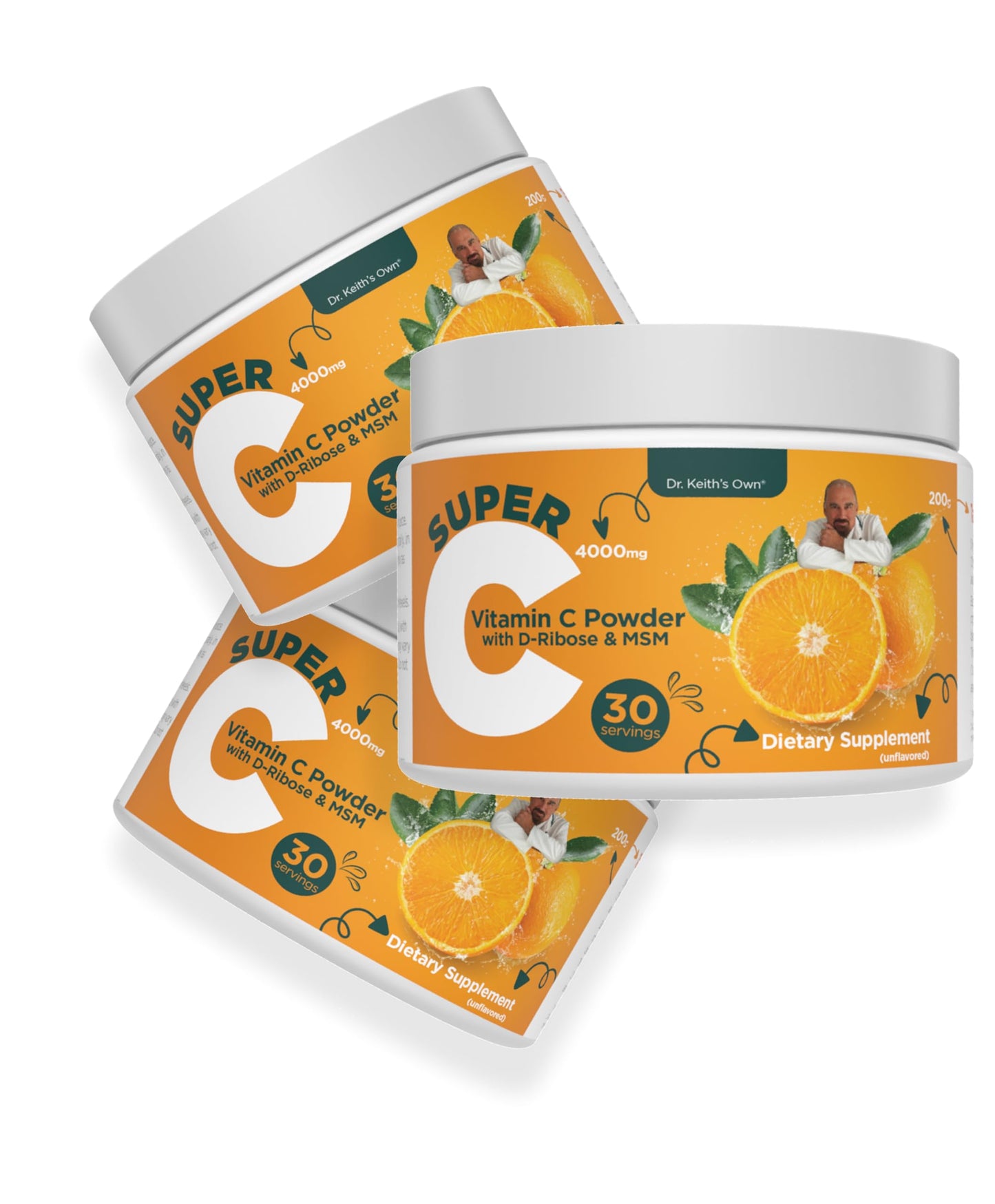 Dr. Keith's Own Buffered Vitamin C Powder 4000mg, Glycine, MSM, 7.0548 oz