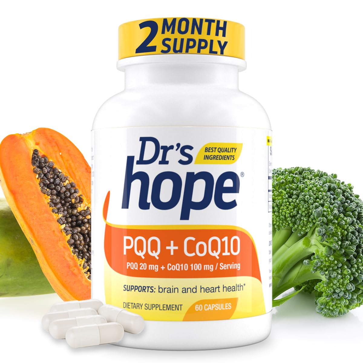Dr’s Hope CoQ10 100mg + PQQ 20mg Capsules, 60 Count