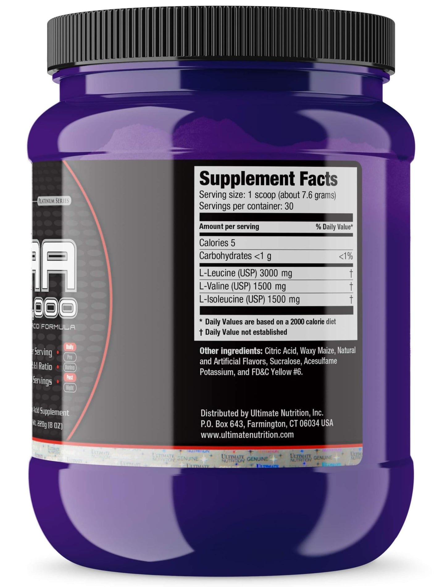 Ultimate Nutrition Flavored BCAA Powder - Caffeine Free with 3g Leucine, 1.5g Valine, 1.5g Isoleucine, Orange, 8 Ounce