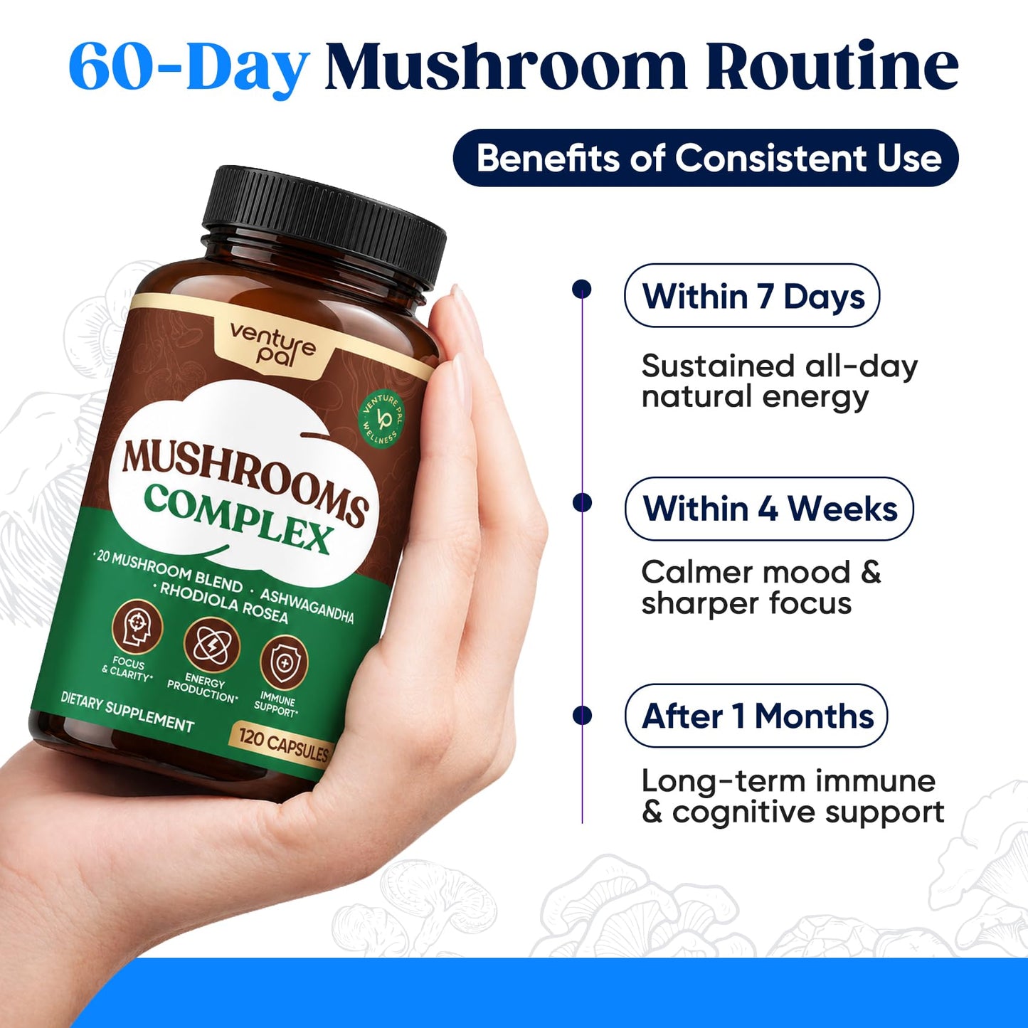 Venture Pal Mushroom Supplement Capsule 120 Count