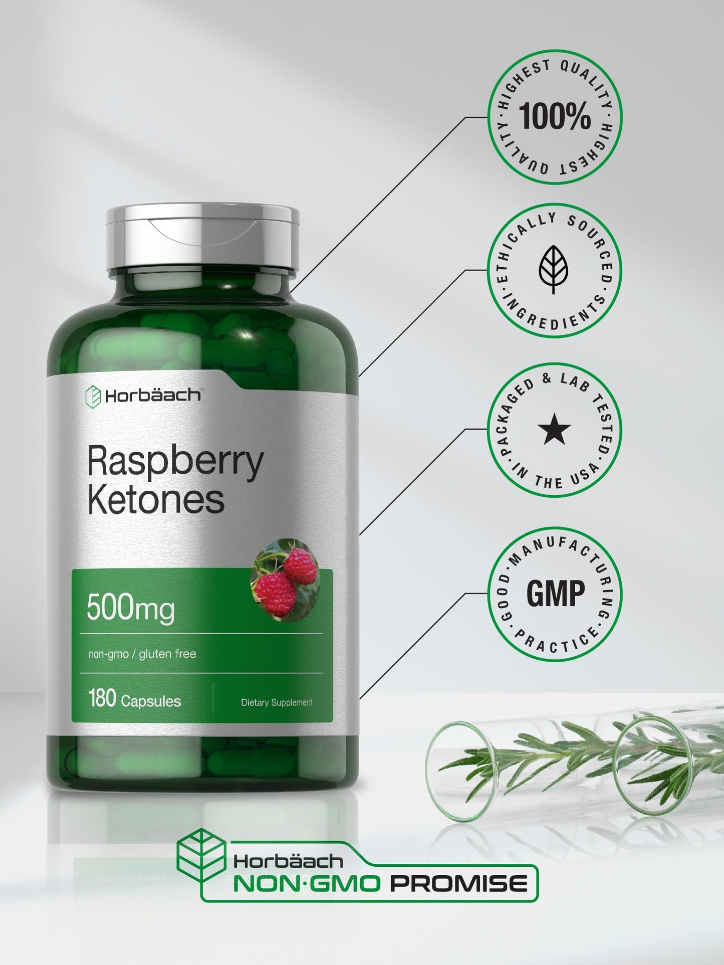 Horbäach Raspberry Ketones 500mg Capsule, 180 Capsules