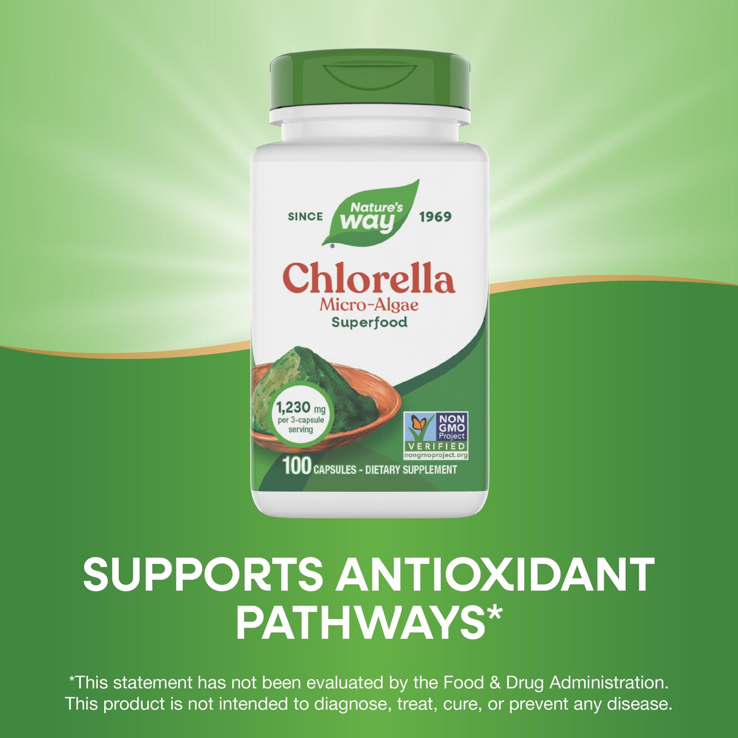 Nature's Way Chlorella Micro-Algae Superfood Capsules, 100 Count