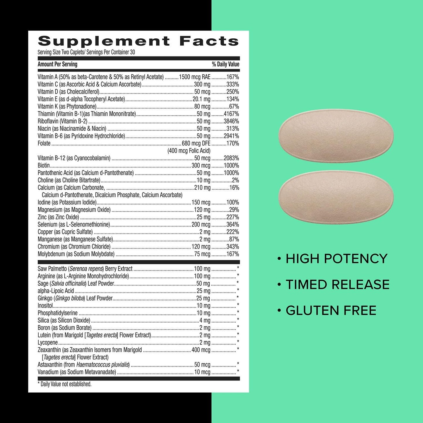 GNC Mega Men 50 Plus Multivitamin Caplets, 60 Count