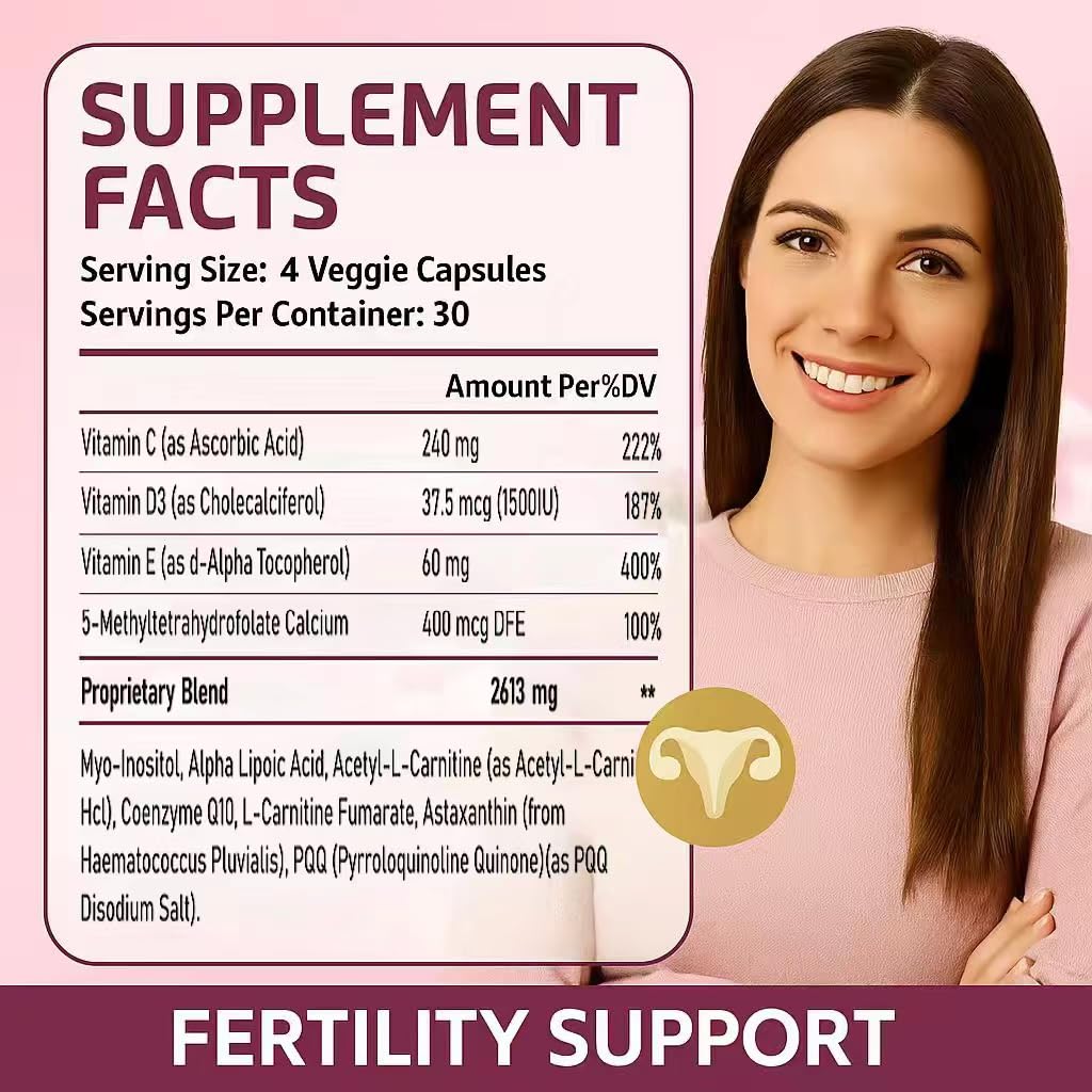 pcoskey Fertilova Women’s Reproductive Health Support Supplement – Myo-Inositol, Methylfolate, CoQ10 & Antioxidants – Cellular Health & Energy Support Capsule 120
