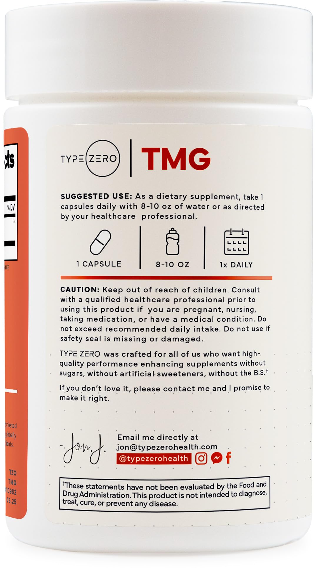 Type Zero Clean TMG Trimethylglycine Capsules 240