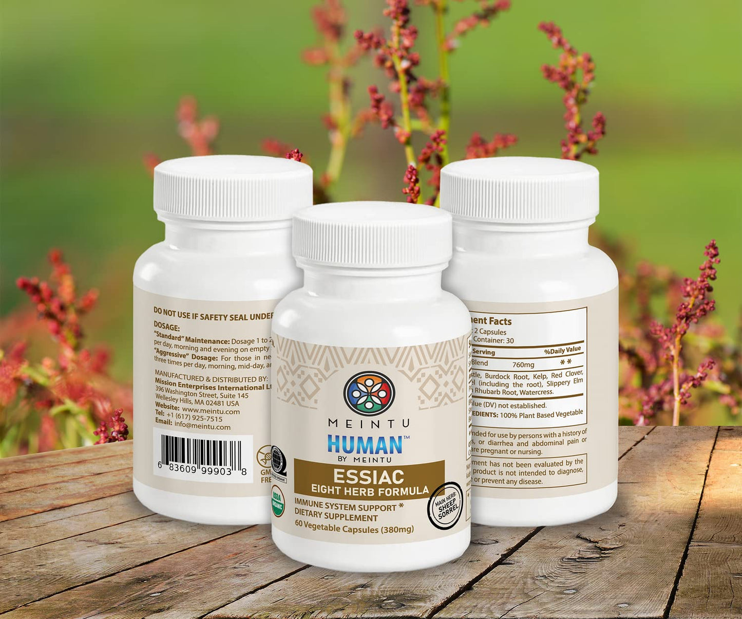 MEINTU Organic 8 Herb Essiac Capsules, 60 Count