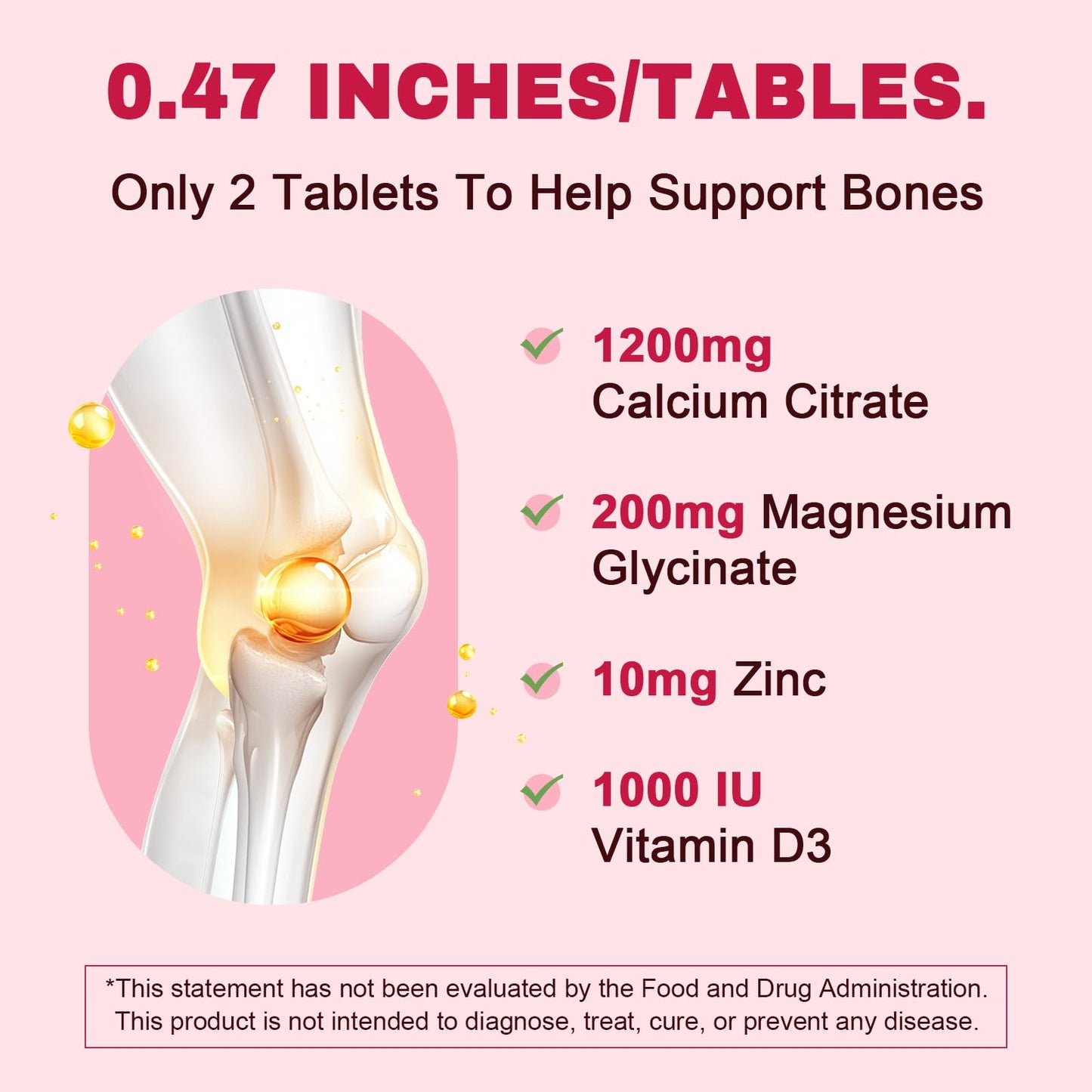 LUCNVEM Calcium Citrate 1200 mg with Vitamin D3 Tablet, 120 Count