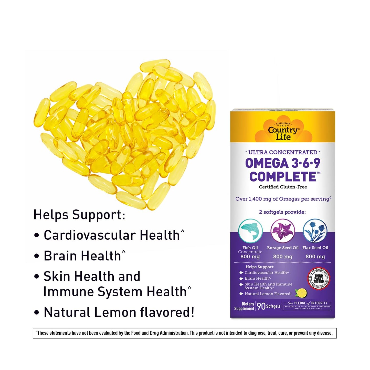 Country Life Omega 3-6-9 Complete Supplement Softgels 90