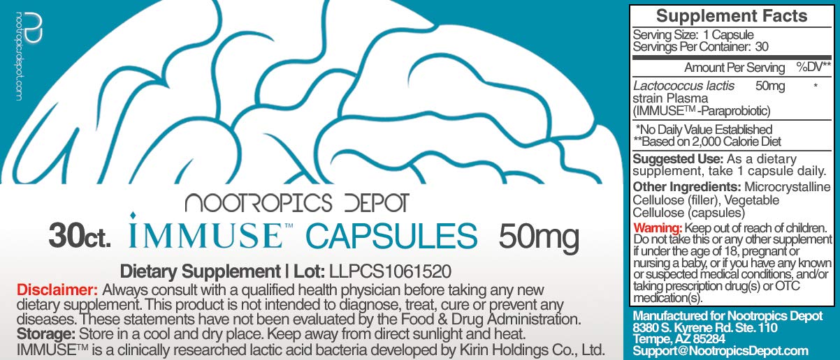 Nootropics Depot Immuse Capsules, 30 Count