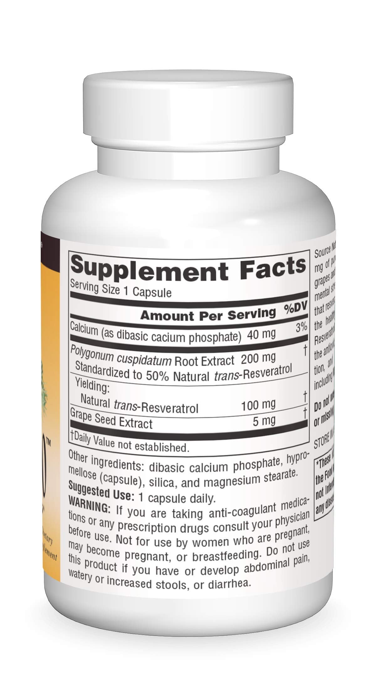 Source Naturals Resveratrol 100 mg Capsule, 120 Count