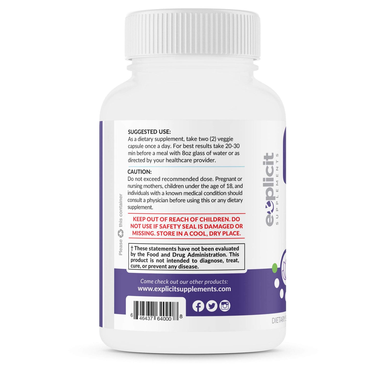 eXplicit Supplements Inner Solace Stay Calm & Relax Naturally – Mental Focus 60 Capsules