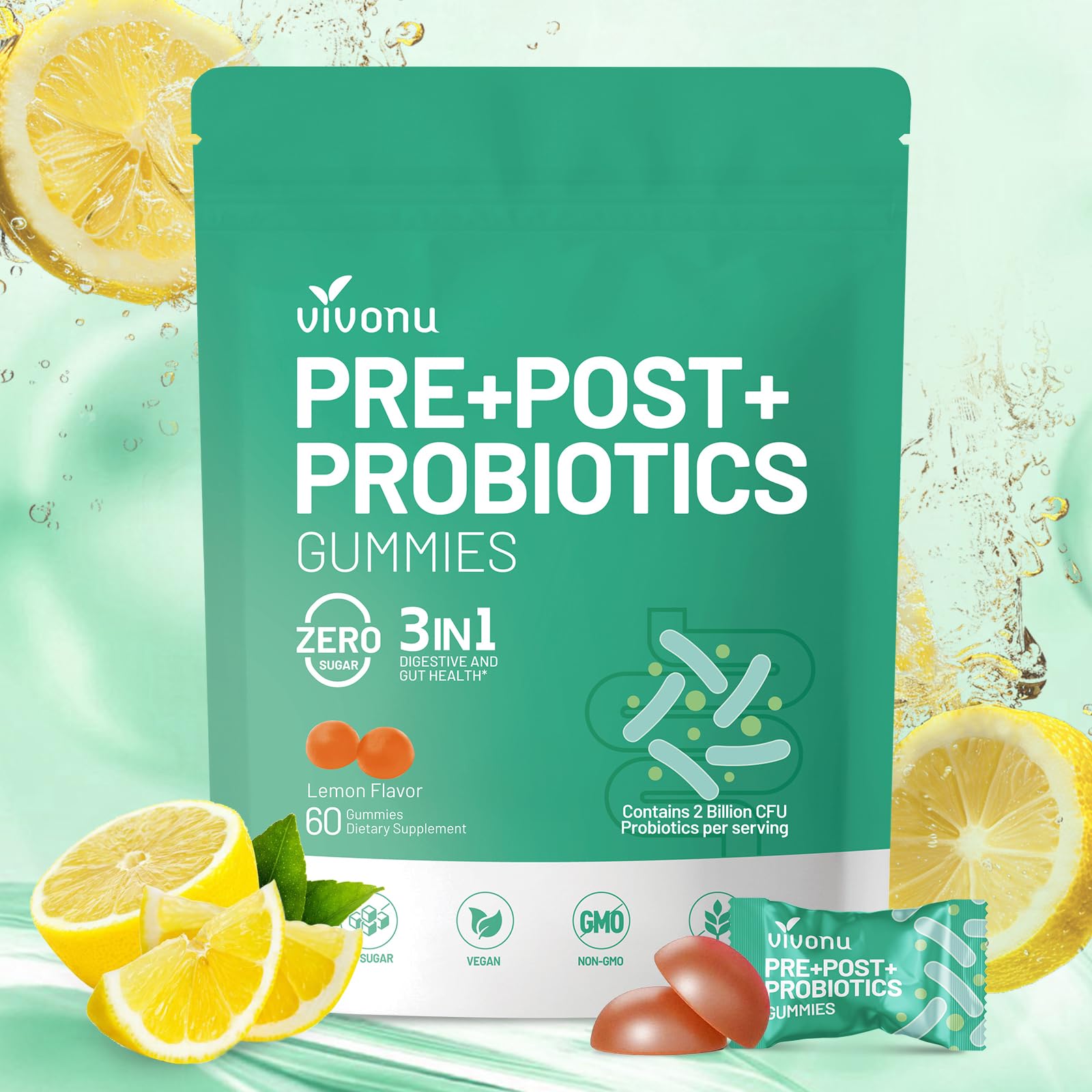 VivoNu Probiotics for Digestive Health, 60 Gummies