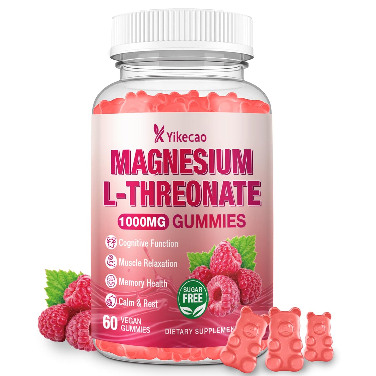 Yikecao Magnesium L-Threonate Gummies 1000mg 60 Count