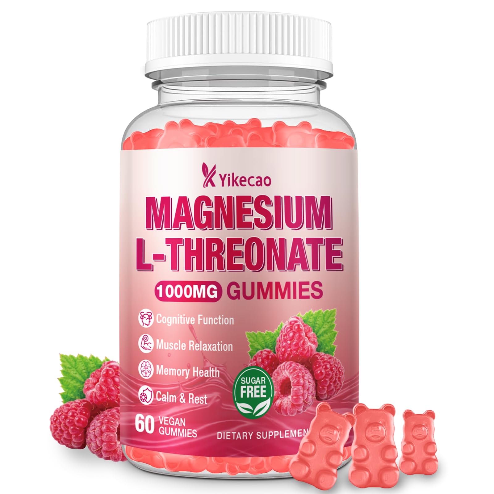 Yikecao Magnesium L-Threonate Gummies 1000mg 60 Count