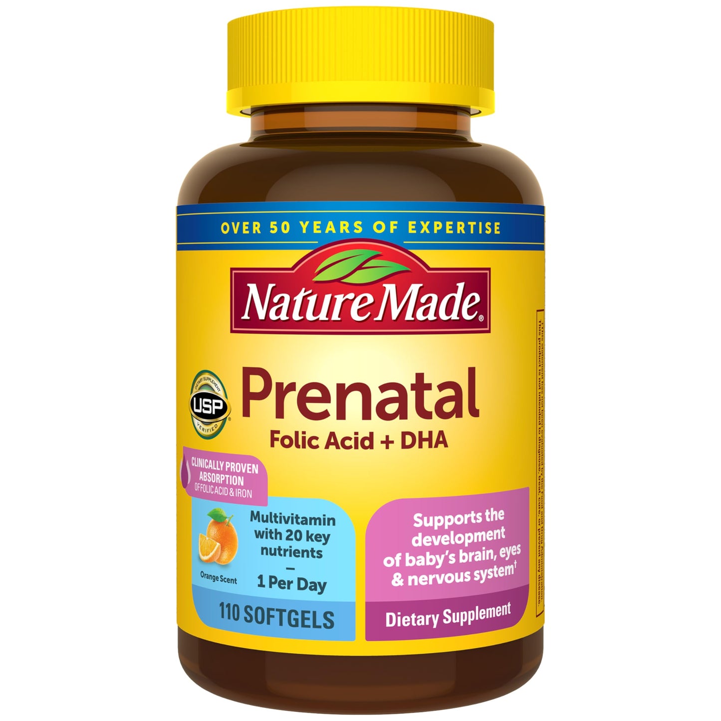 Nature Made Prenatal Vitamins for Women with Folic Acid + DHA Softgel 110 Count