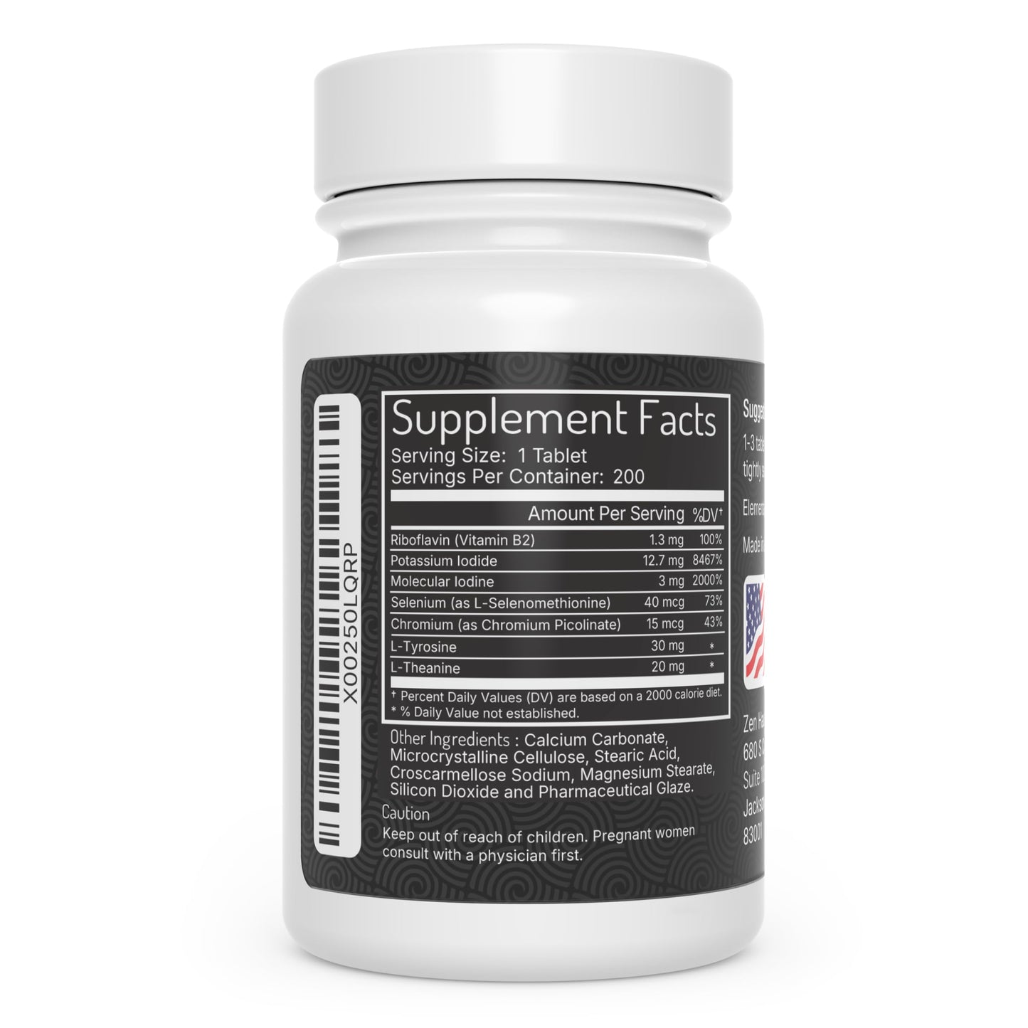 Zen Haus 12.5 mg Iodine with Selenium (as Selenomethionine) and More Tablets, 200 Count