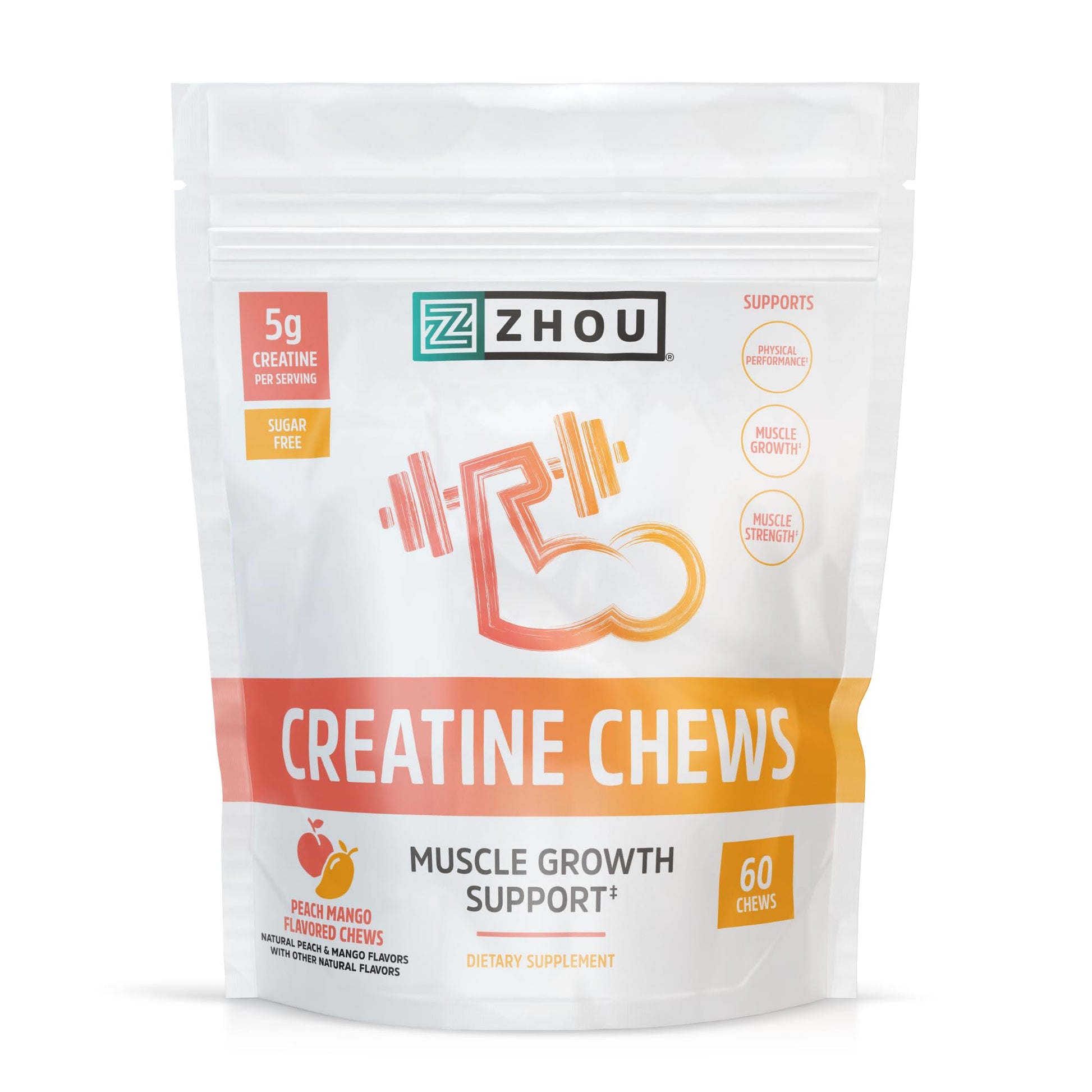 ZHOU Creatine Monohydrate Chews, Chewable, 60 Chews