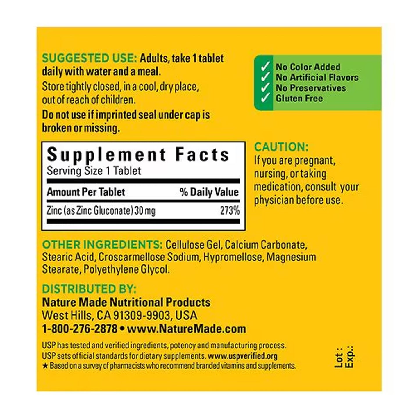 Nature Made Zinc 30 mg Tablet, 400 Tablets