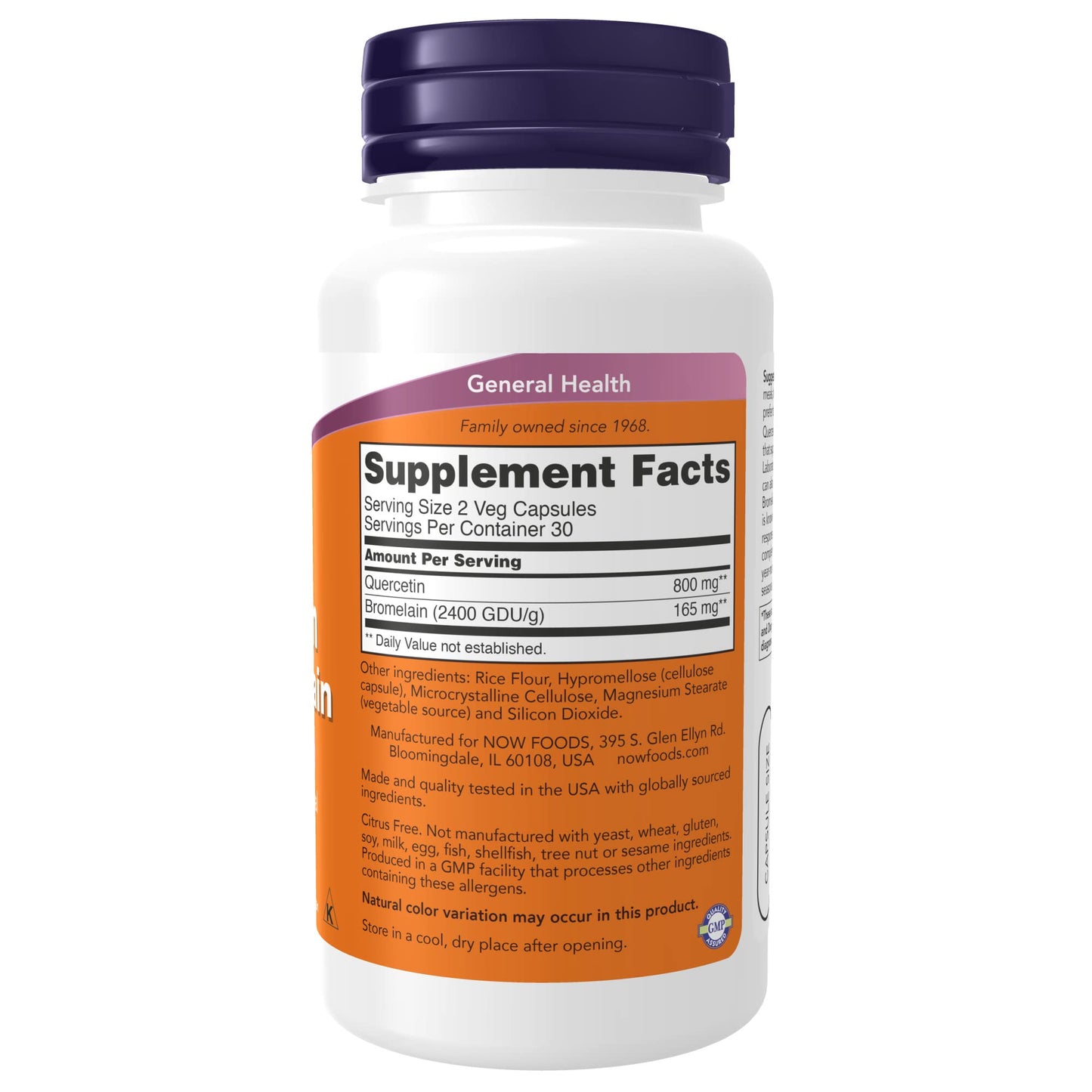NOW Foods Quercetin with Bromelain Capsules, 60 Capsules
