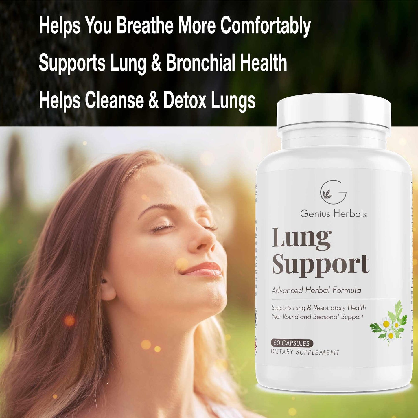 GENIUS HERBALS Lung Support Capsule, 60 Capsules