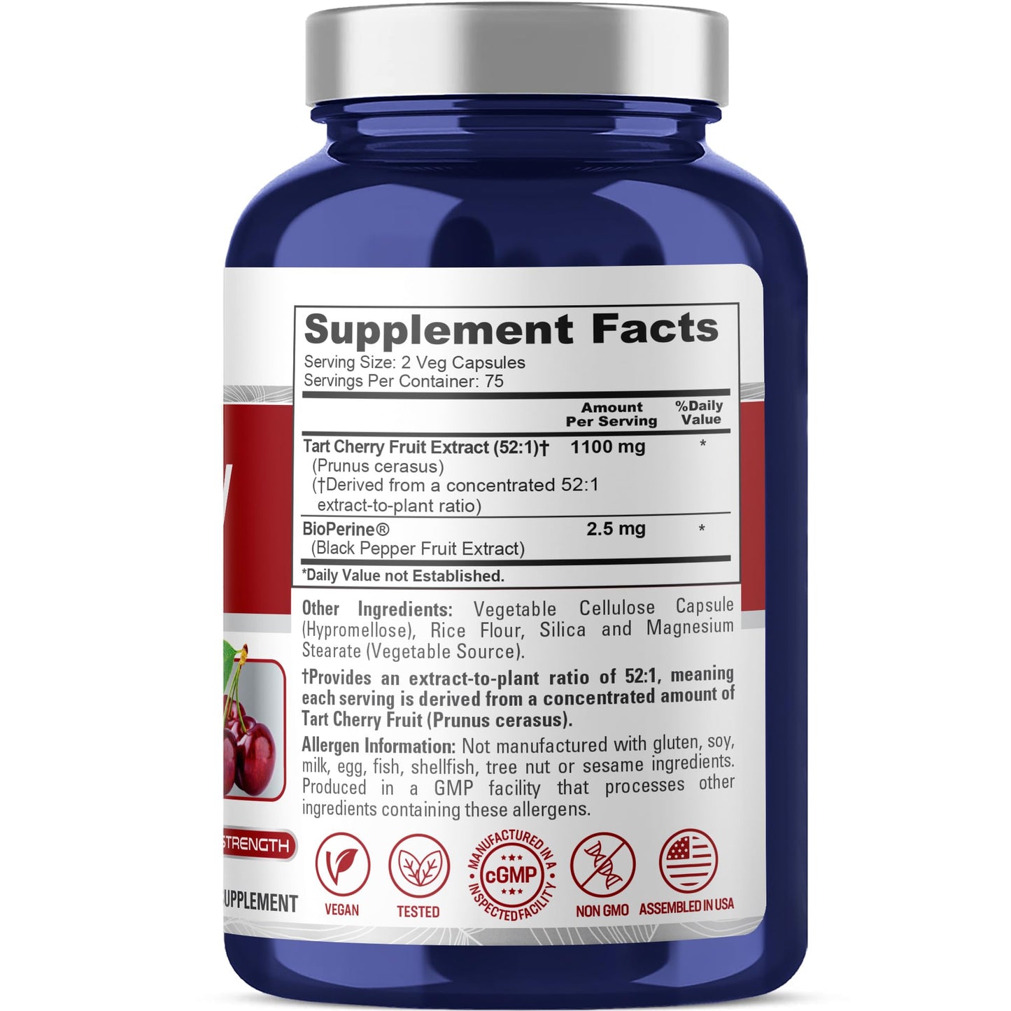 NusaPure Tart Cherry 1100 mg, 150 Veg Capsules