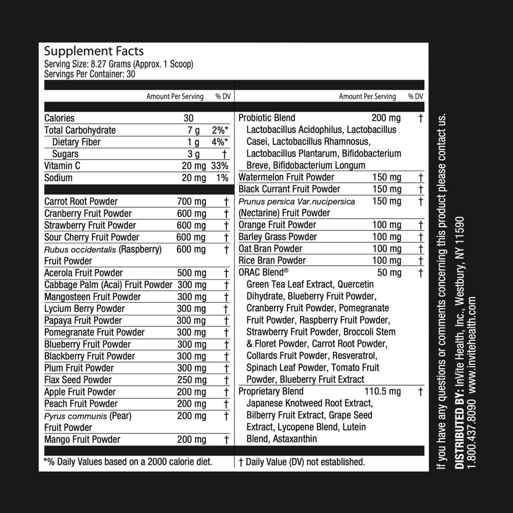 Invite Health Reds Hx Fruit and Vegetable Supplement, Superfood Powder 8.75 Ounce
