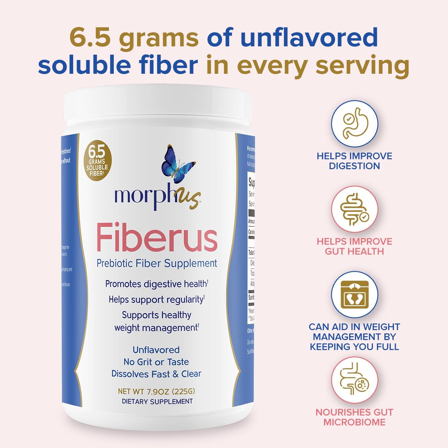 MORPHUS Fiberus Prebiotic Fiber Supplement Powder, 7.9 Ounce