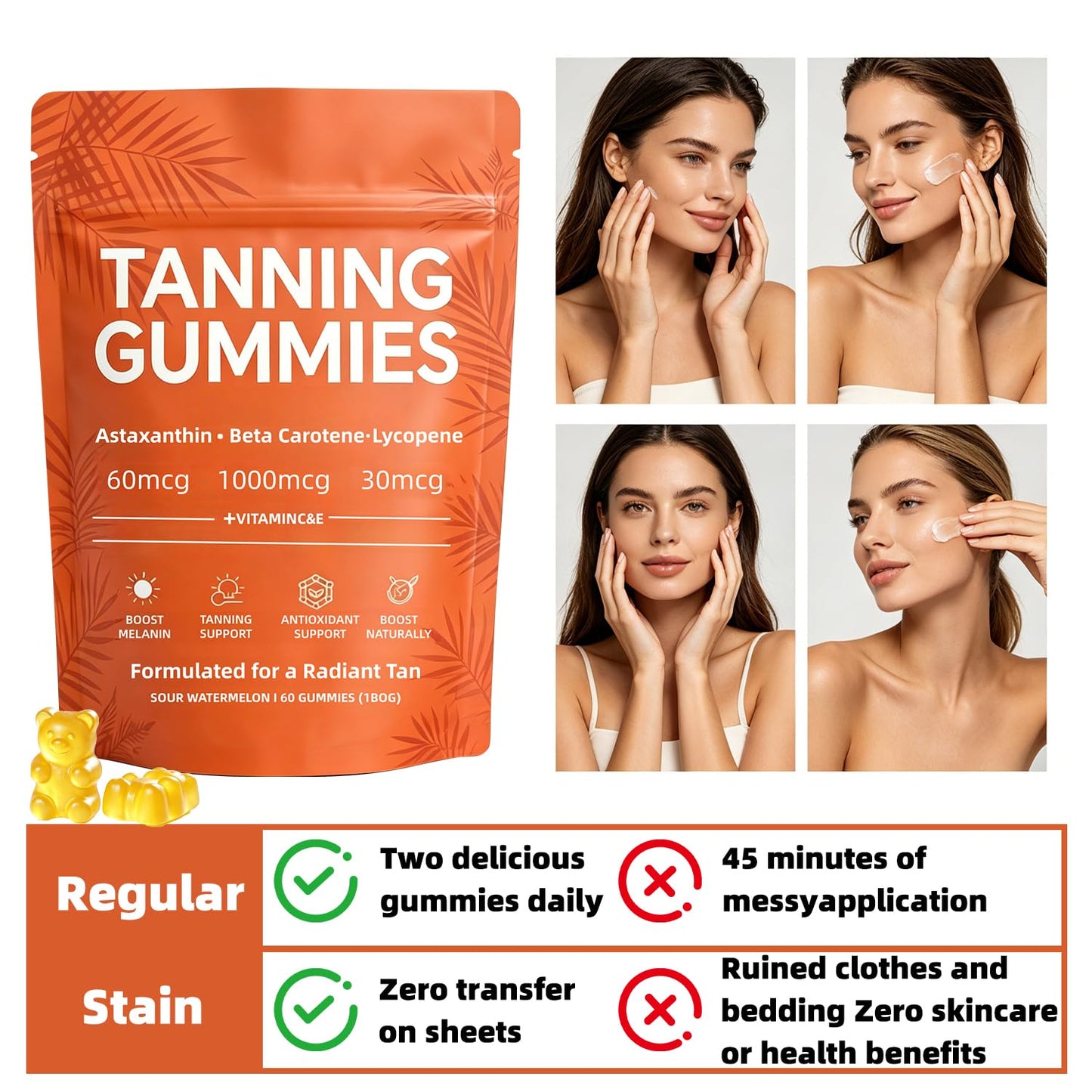 POSOJPIP Skin Tanning Gummies, 1 Count