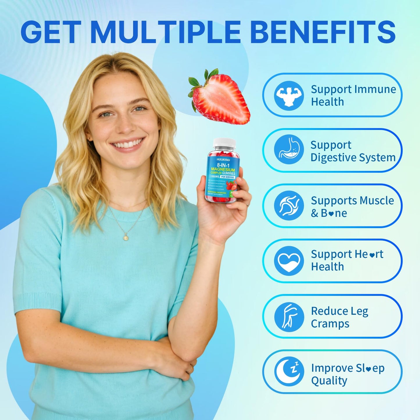 HUUAYAO Magnesium Complex Gummies 120 Count
