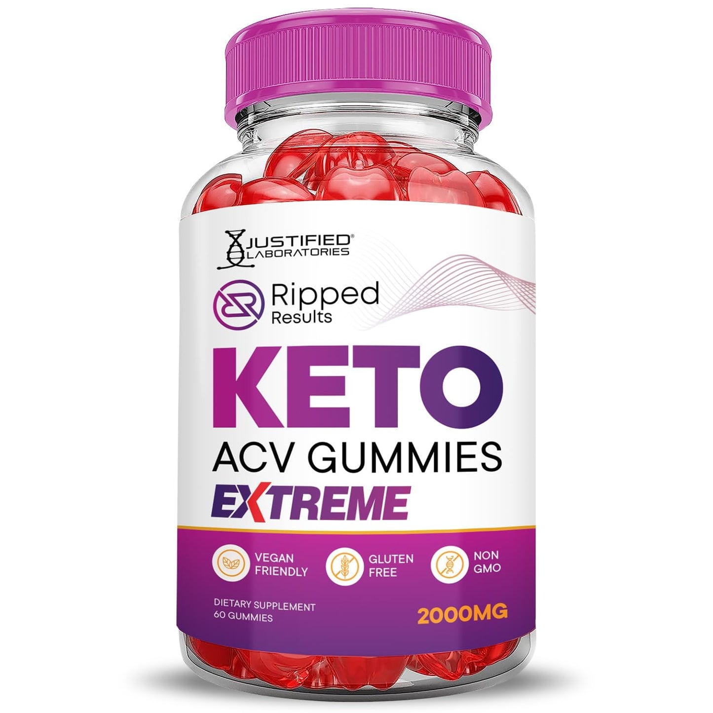 Justified Laboratories Ripped Results Keto ACV Gummies Extreme (2000 mg) Gummy 60