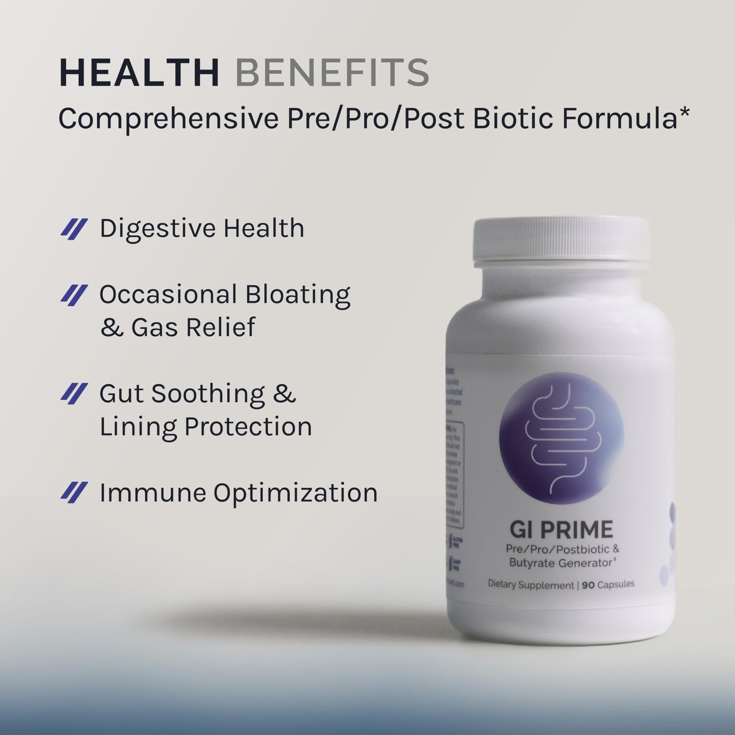 InfiniWell GI Prime - Pre, Post & Probiotics for Digestive Health - Aid Immune Function & Support the Gut-Brain Axis - with Bacillus Probiotics for Women & Men Capsules, 90 Count