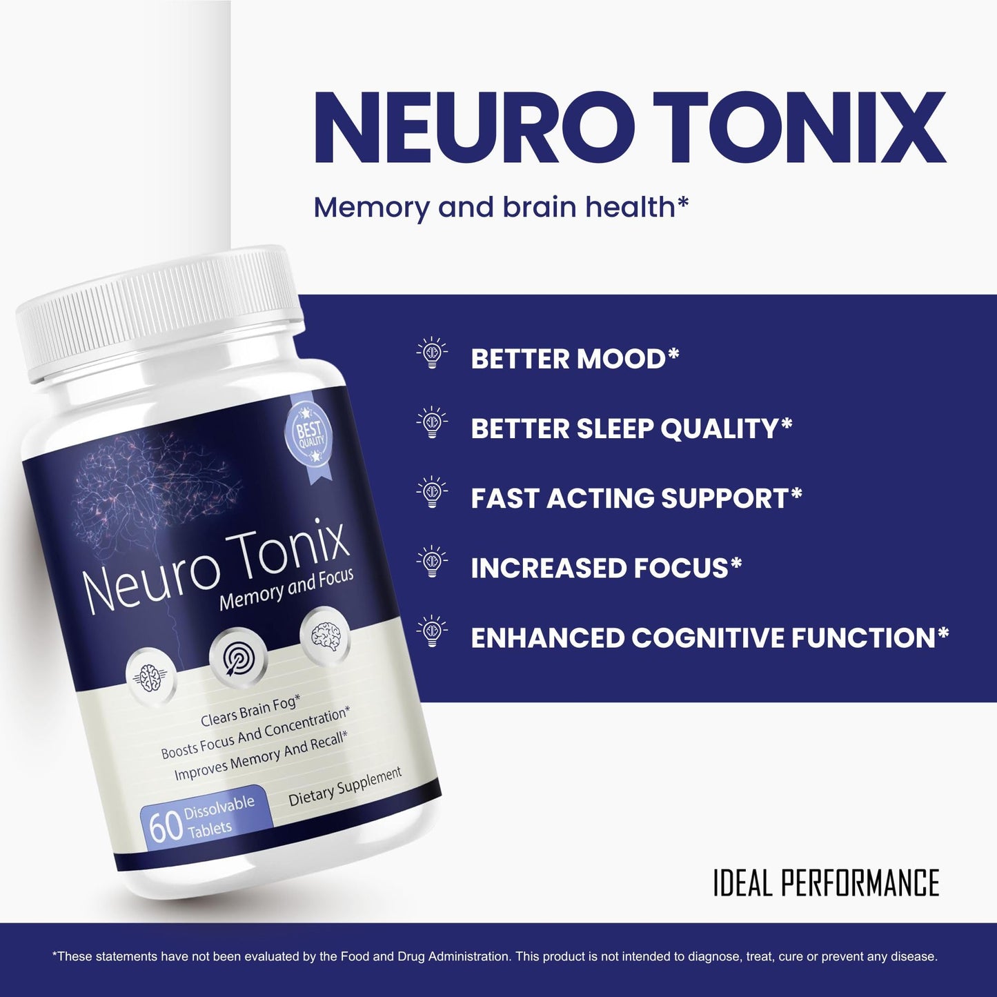 IDEAL PERFORMANCE Neurotonix Memory Supplement Capsule 120 Count